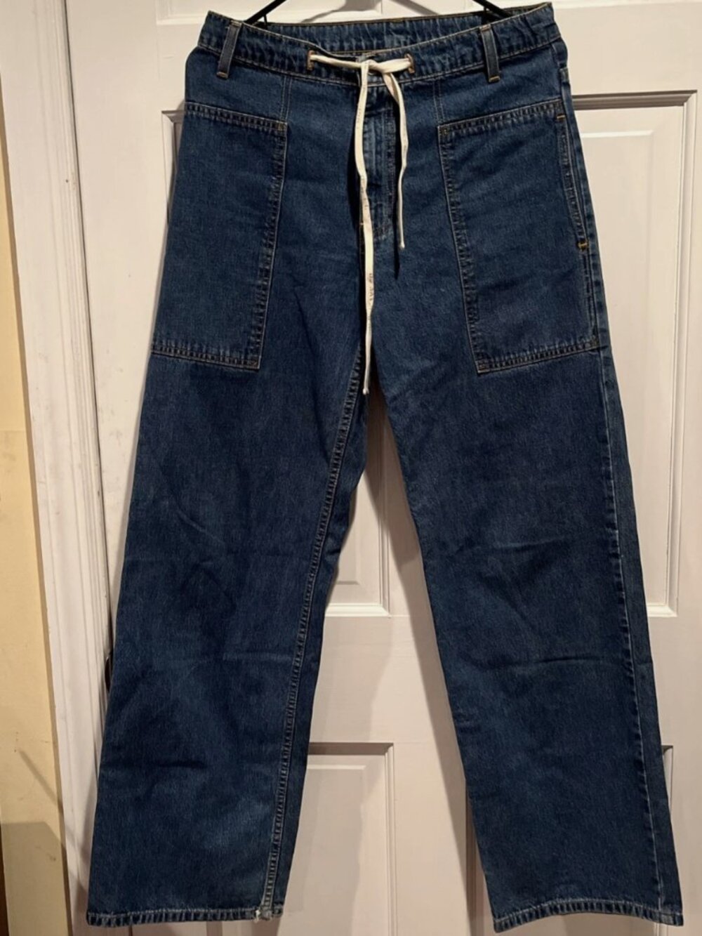 Vintage Y2K/90s Ralph Lauren Polo Logo Tape Jeans Wide Leg Drawstring Small